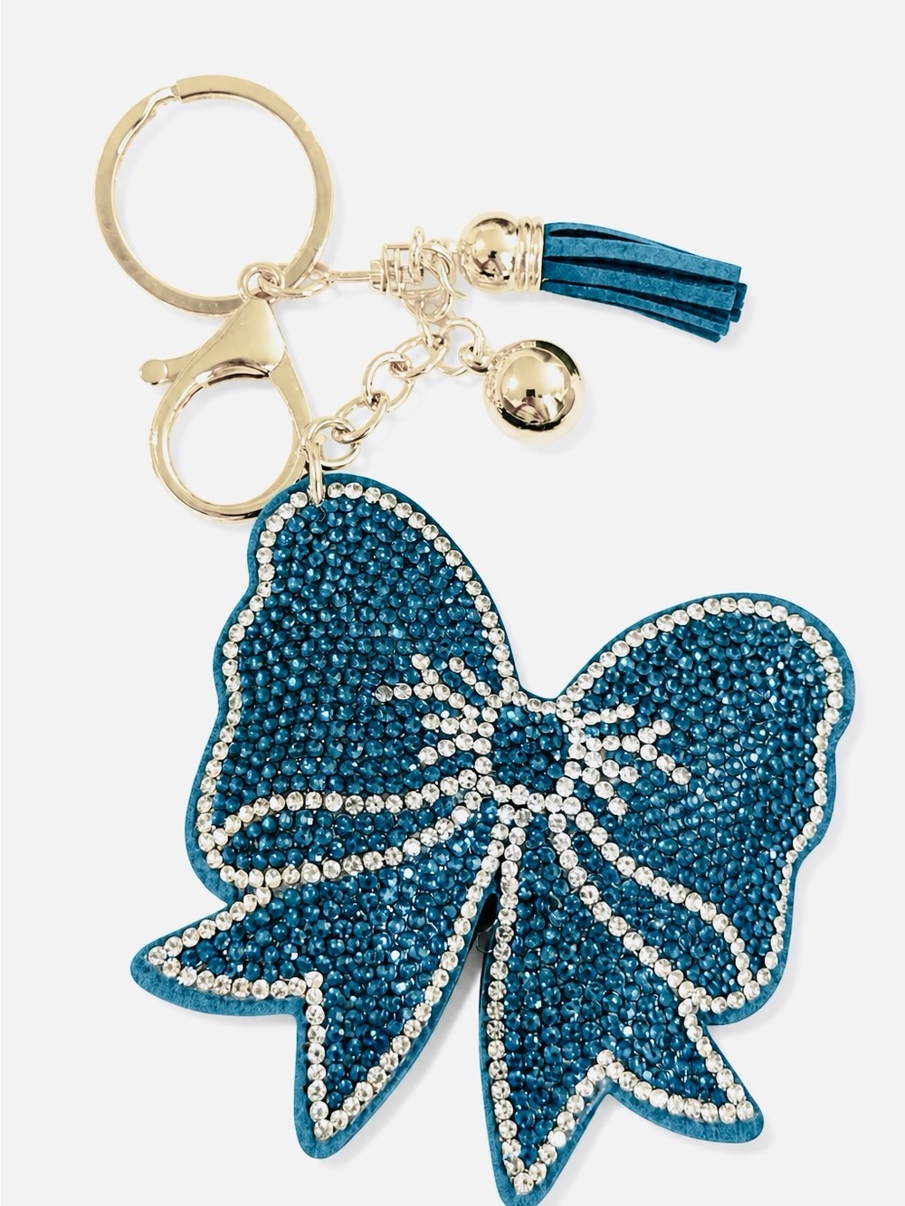 Rhinestone Blue Bow Keyring bag backpack charm